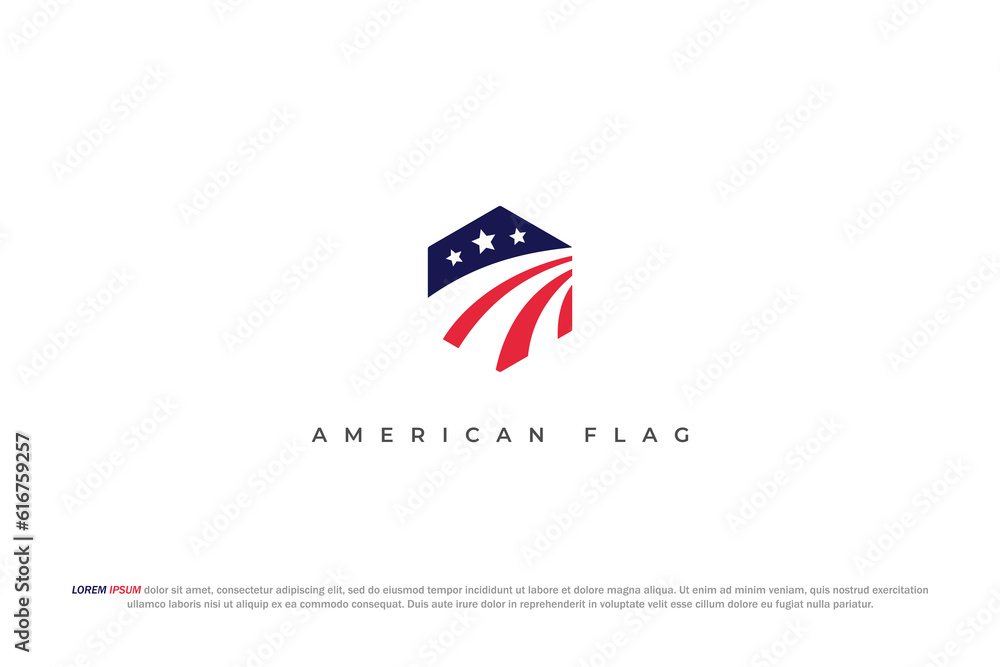 logo american usa hexagon flag