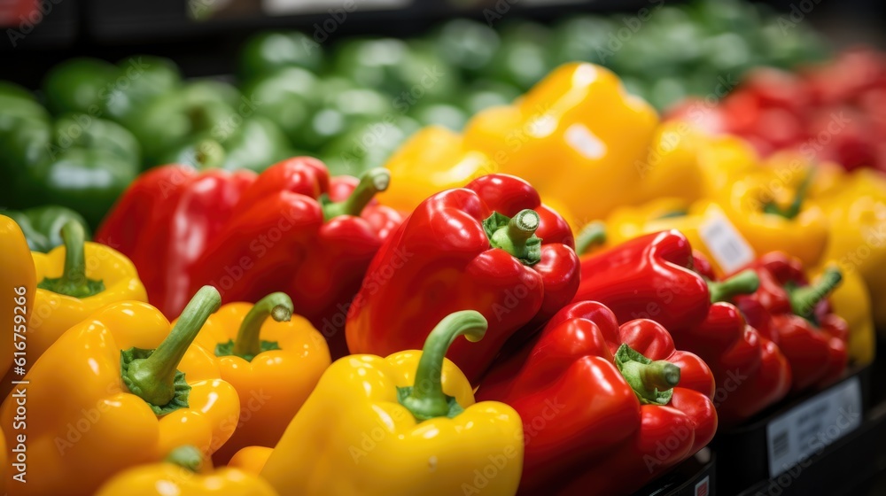 Bell peppers in a grocery store - food photography Bell peppers in a grocery store - food photography