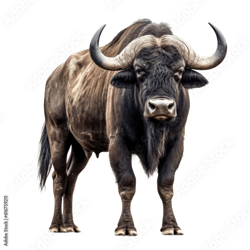 African buffalo isolated on transparent background.