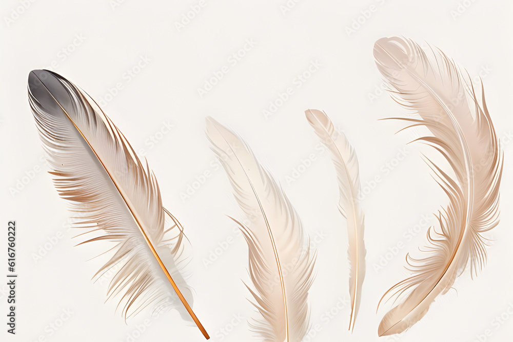 Beautiful feather on light background, clean design for advertising. Beautiful feather on light background, clean design for advertising.