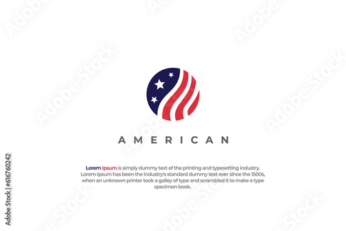 circle template usa flag creative logo