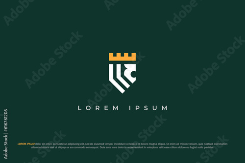 logo abstract lion king crown gold