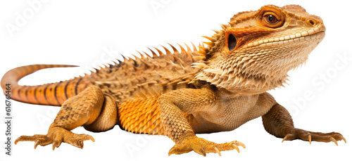 Bearded dragon lizzard isolated on white background as transparent PNG, generative AI animal © Flowal93