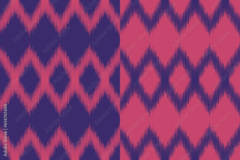 Ethnic Ikat fabric pattern geometric style.African Ikat embroidery Ethnic oriental pattern purple violet background. Abstract,vector,illustration.Texture,clothing,frame,decoration,carpet,motif.