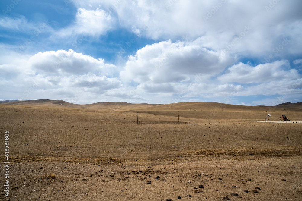 Landscape in Hustai National Park as known Khustain Nuruu National Park, Central Mongolia