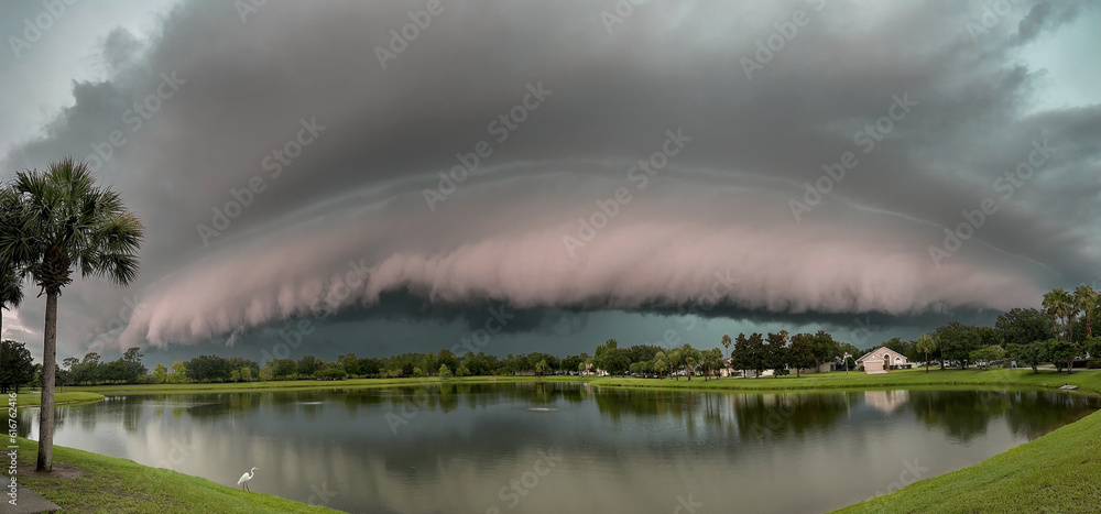 Storms approaching generating shelf cloud over Orlando, Florida Storms approaching generating shelf cloud over Orlando, Florida