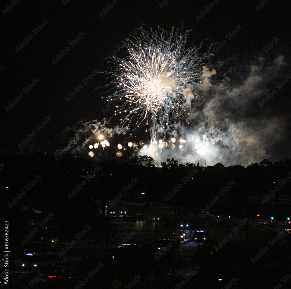 Naklejka premium Fireworks at night over Orlando, Florida