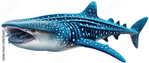 Whale shark isolated on white background as transparent PNG, generative AI animal
