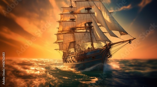 Beautiful Old-Time Sailing Ship - Split Toning and Motion Blur Panorama © Аrtranq