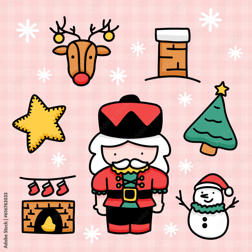 Collection element with ornament of Christmas theme Vector illustration