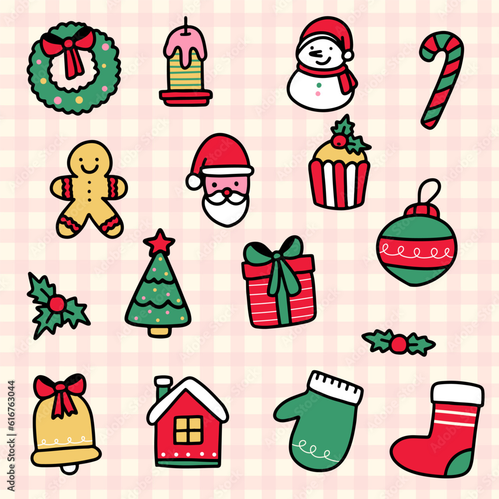 Collection element with ornament of Christmas theme Vector illustration