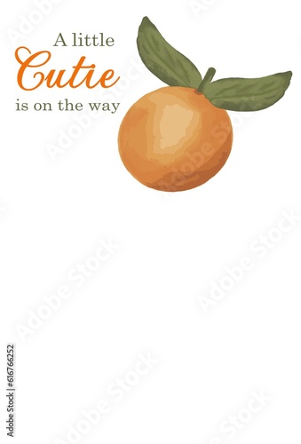Little Cutie Citrus Orange Baby Shower Invitation Template Background. Easy to add your information in any editing program