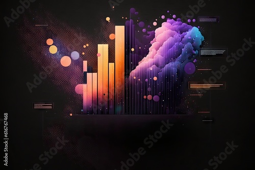 Abstract colorful digital equalizer on dark background. Music concept