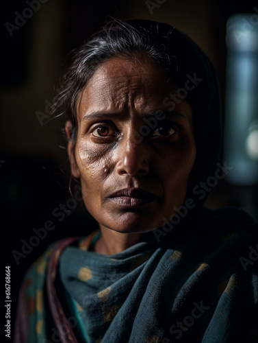 Depressive Frau mit Verletzungen im Gesicht durch häusliche Gewalt Nahaufnahme, ai generativ