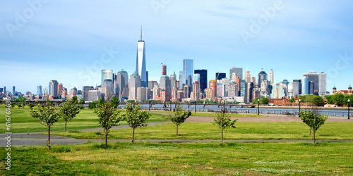 Photography a view of Manhattan city skyline from battery park , new jersey, USA