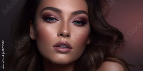 Wallpaper Mural Hübsche Model Frau mit spezialen Foto Makeup Nude Visagistik Smokey Eyes Nahaufnahme, ai generativ Torontodigital.ca