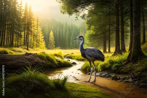 emu bird in the forest.
