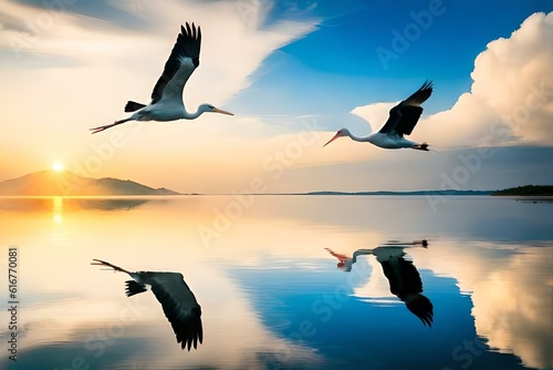stork bird flying