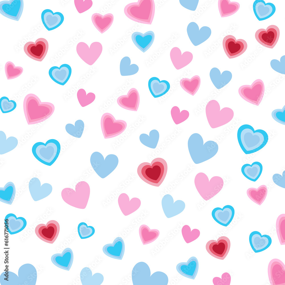 Pink and blue Mini heart pattern vector artwork, 