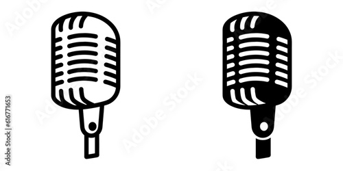 ofvs383 OutlineFilledVectorSign ofvs - retro microphone vector icon . vocal . broadcasting . isolated transparent . black outline and filled version . AI 10 / EPS 10 / PNG . g11723