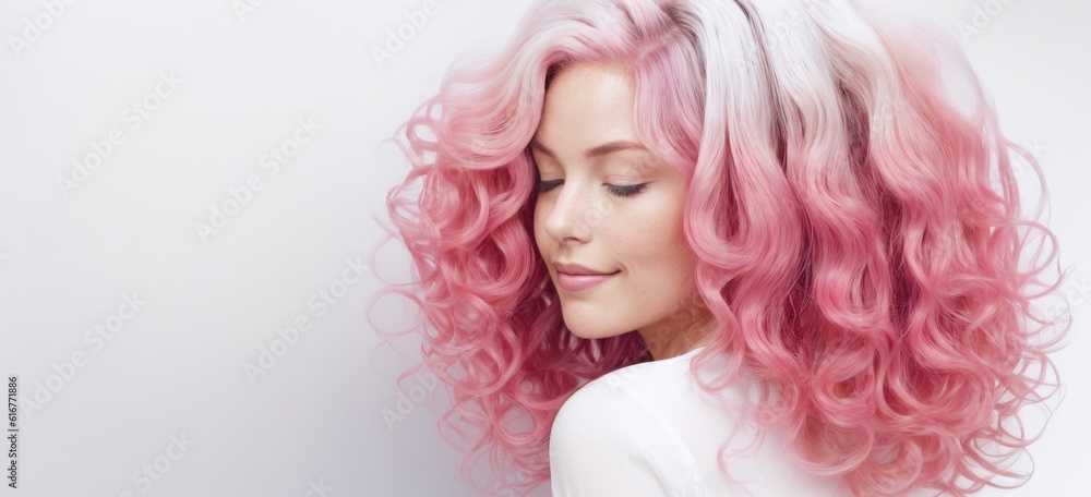 Happy Colored Ombre Hairstyle with Pink and White Curls Happy Colored Ombre Hairstyle with Pink and White Curls