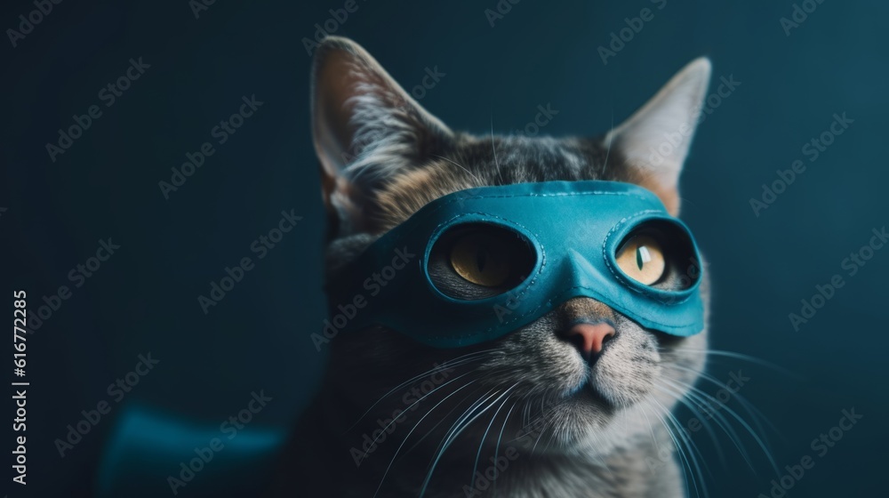 The Vigilant Meow: Cat in a Hero Mask Guards the City Streets The Vigilant Meow: Cat in a Hero Mask Guards the City Streets
