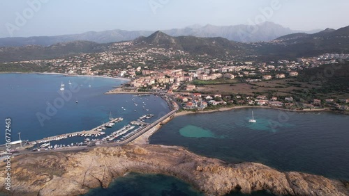 l' île de la pietra au coucher du soleil vue du ciel - l'île-rousse balagne Haute Corse photo