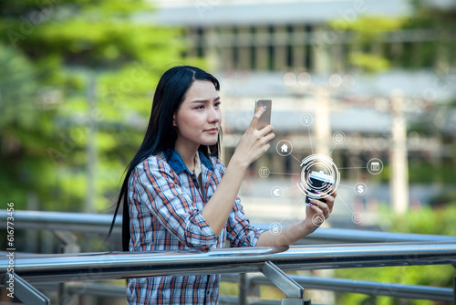 Digital marketing, businesswoman doing shopping online to internet network connection and order buy ecommerce websit in socail media
