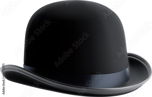 Black bowler, side view, isolated on white background. Vector EPS-10
