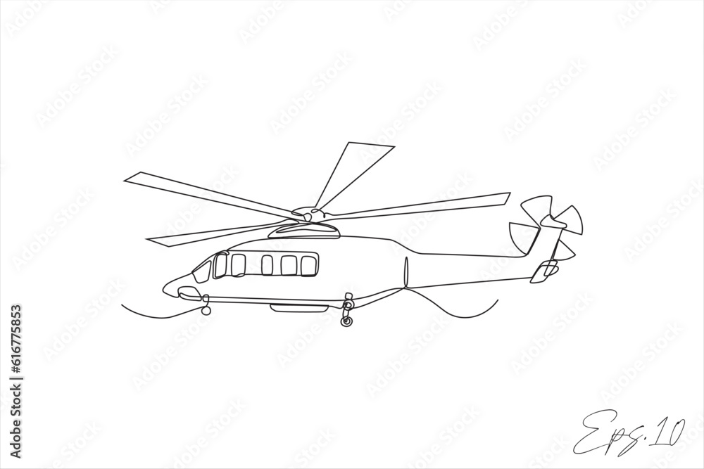 helicopter airplane continuous line vector illustration helicopter airplane continuous line vector illustration