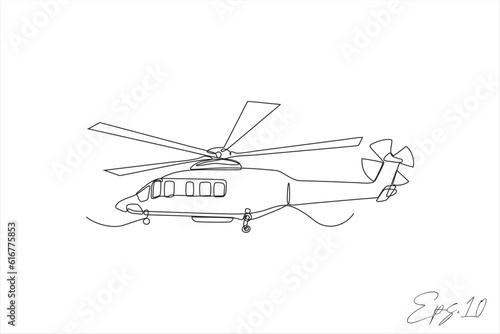 helicopter airplane continuous line vector illustration