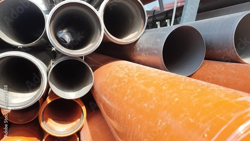 PVC pipes folded.Plastic pipes. Plumbing polymer pipes.