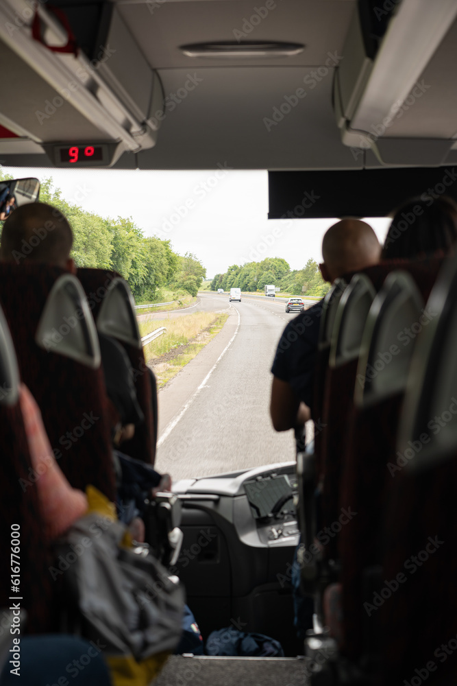 Bus driving on the highway Bus driving on the highway