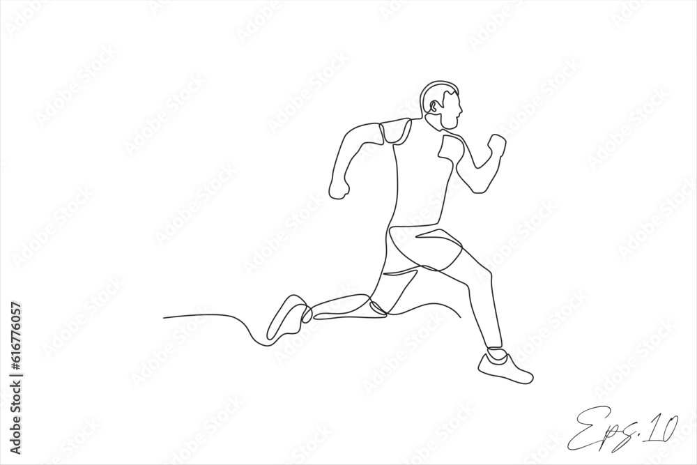 continuous line vector illustration of a man running