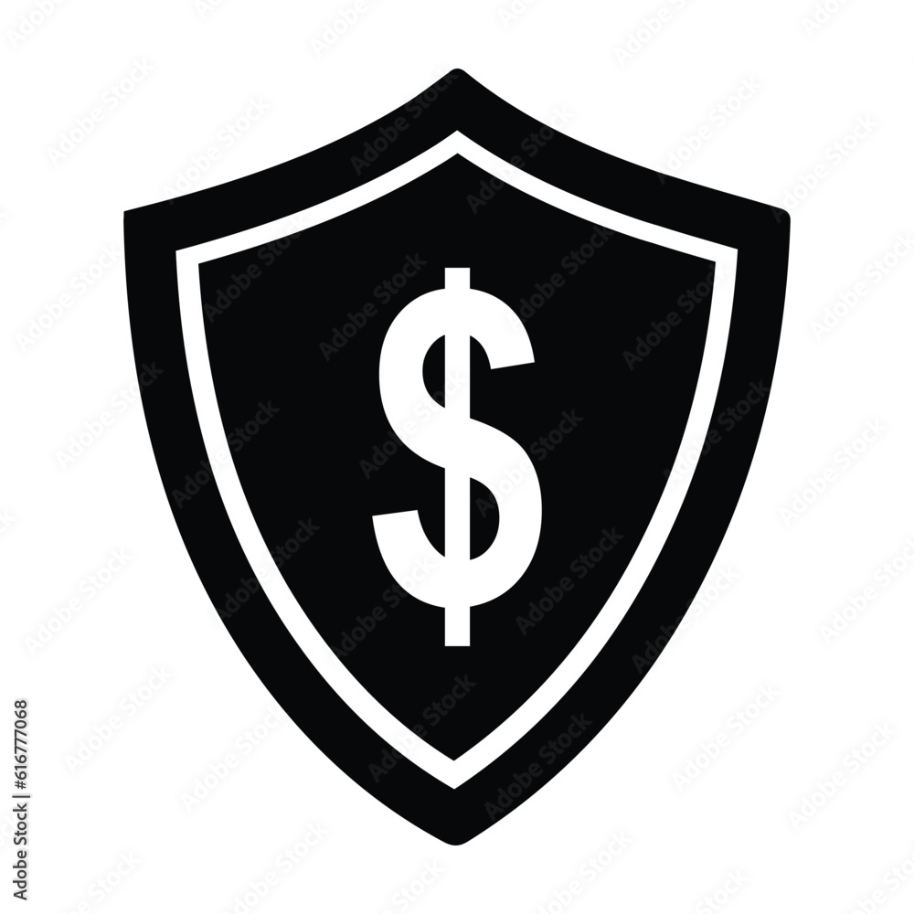 Cash security, money protection, safe currency icon Cash security, money protection, safe currency icon