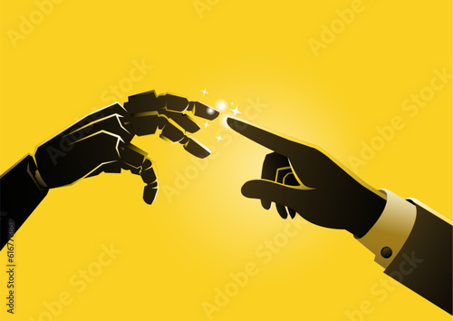 Human and Robot Touching Hands Artificial Intelligence