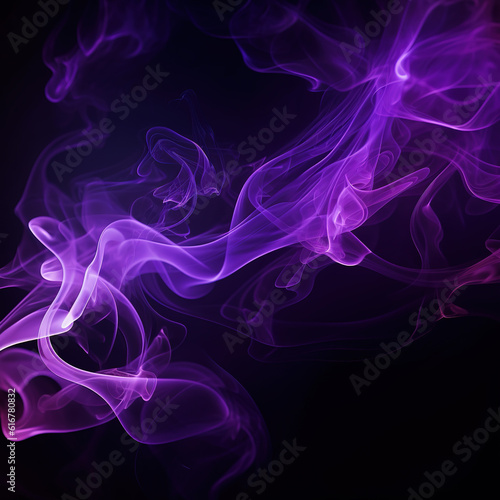 Thick neon purple smoke on a black background. Violet energy flow. Ethereal effect. Mystic, magic spells, fantasy.