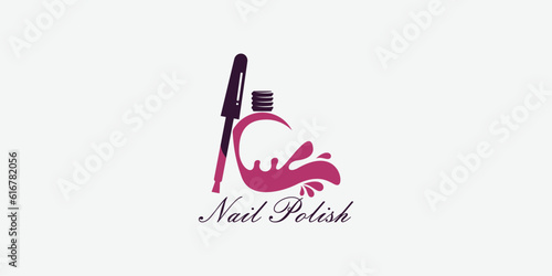 beauty nails polish logo design with modern concept
