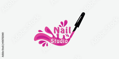 beauty nails polish logo design with modern concept