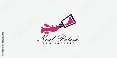 beauty nails polish logo design with modern concept