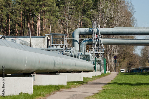pipeline close-up behind the background of the forest