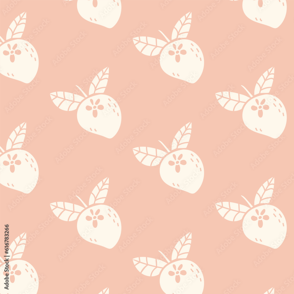 Vector pattern with Strawberry silhouette on peach background