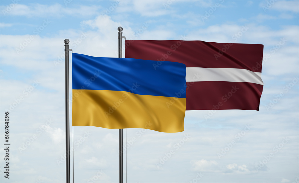 Latvia and Ukraine flag Latvia and Ukraine flag