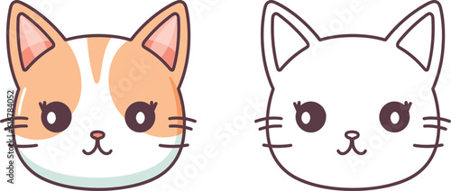 Kawaii cat flat Icon vector. Cute cat-flat illustration. Cute Kawaii cat flat illustration, Art, Icons, and Graphics.
