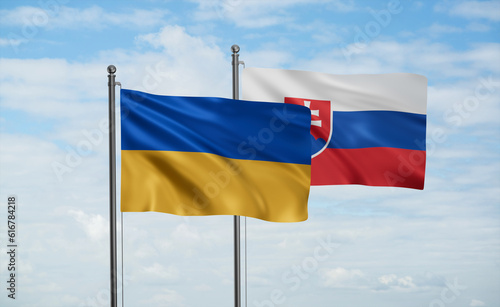 Canvas Print Slovakia and Ukraine flag