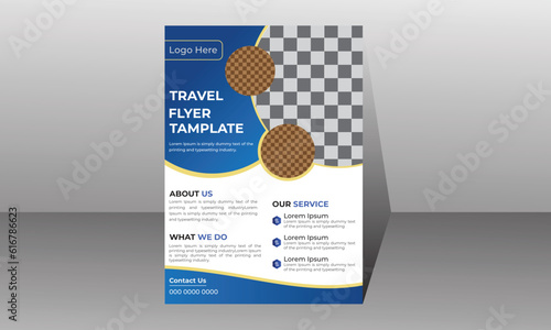 Vacation travel brochure flyer design template. 