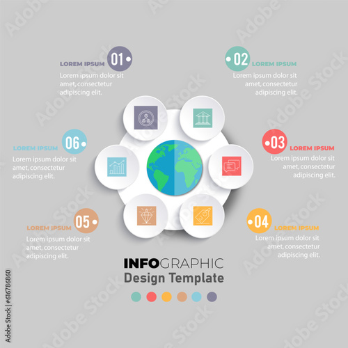 Jigsaw puzzle infographics circle template