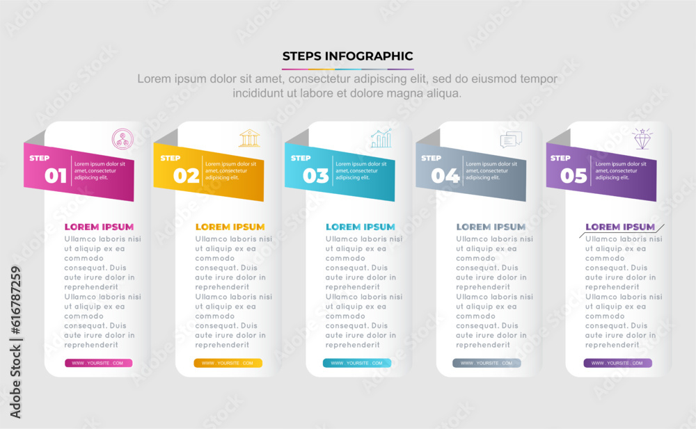 Vector infographic design template with 5 options or steps