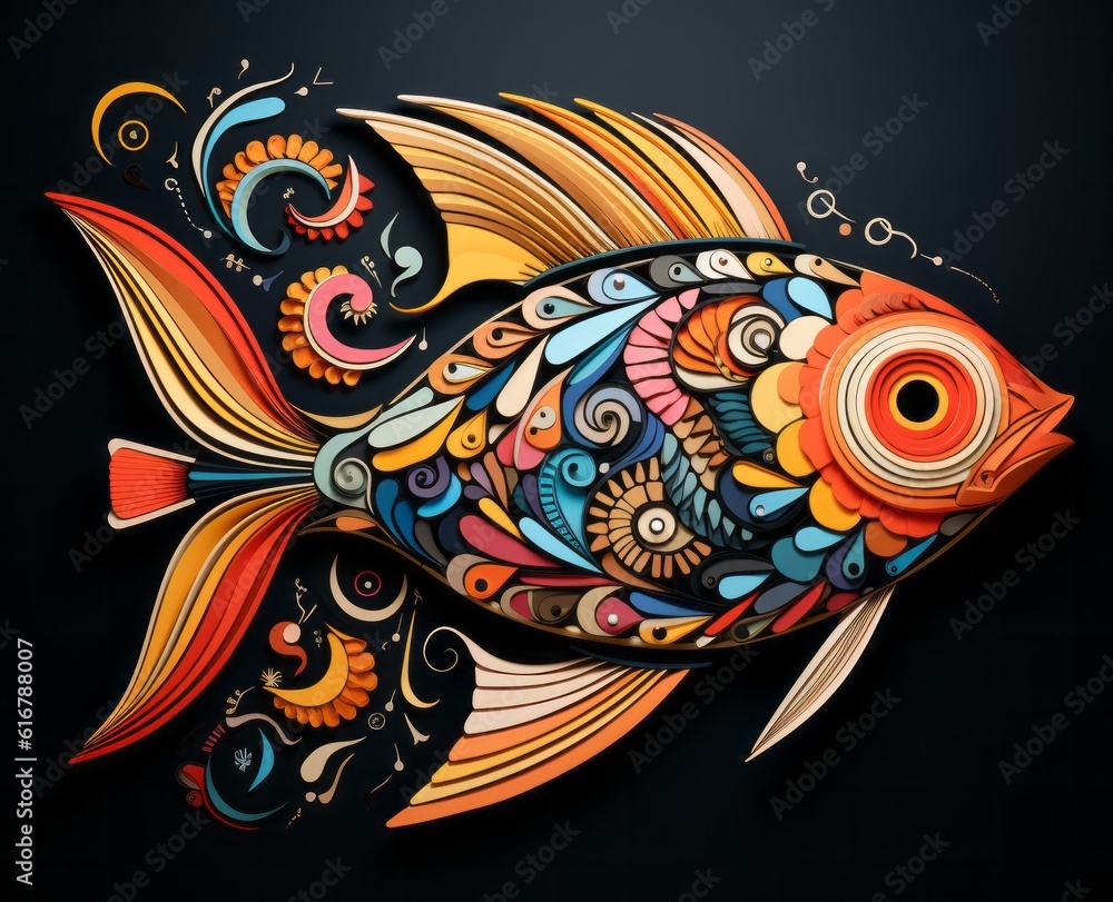 Abstract colorful fish. Generative AI Abstract colorful fish. Generative AI