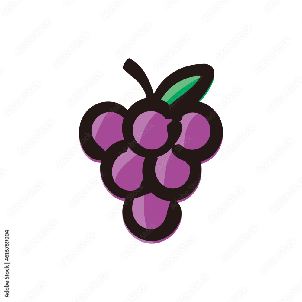 Grape - Fruits icon/illustration (Hand-drawn line, colored version) Grape - Fruits icon/illustration (Hand-drawn line, colored version)